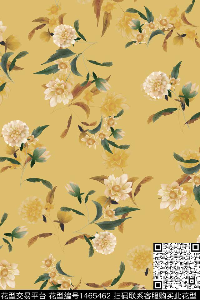 清爽底花卉花卉大牌风数码印花华亿平台下载（图片编号: 1465462） - 瓦栏（Walan）