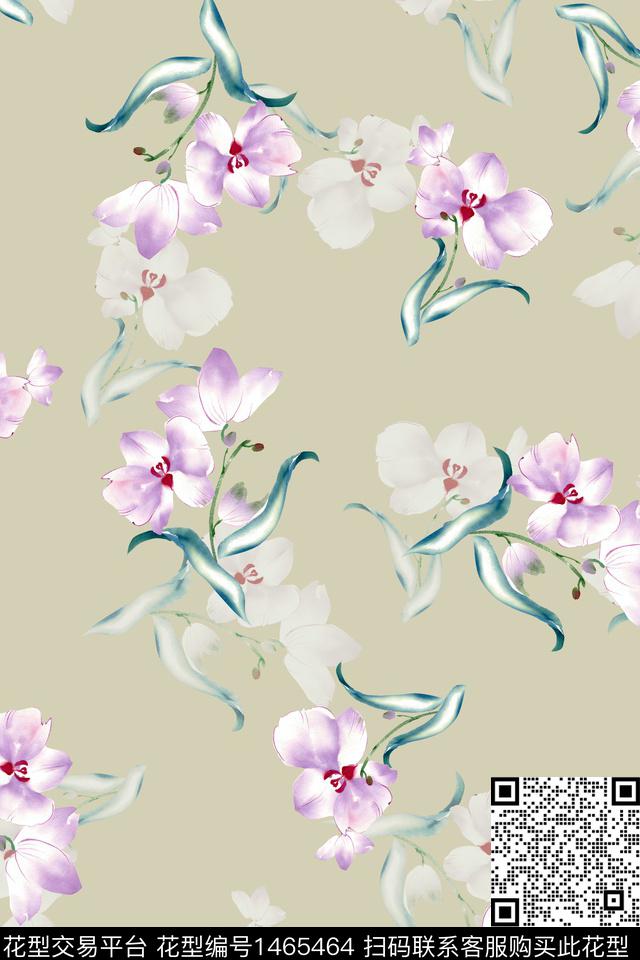 清爽底花卉花卉大牌风数码印花华亿平台下载（图片编号: 1465464） - 瓦栏（Walan）