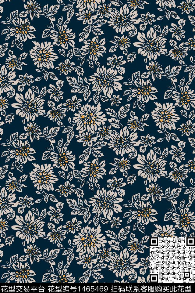 花卉雪纺大牌风传统印花华亿平台下载（图片编号: 1465469） - 瓦栏（Walan）