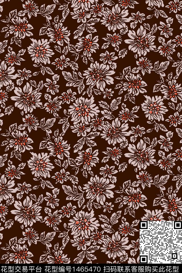 花卉雪纺大牌风传统印花华亿平台下载（图片编号: 1465470） - 瓦栏（Walan）