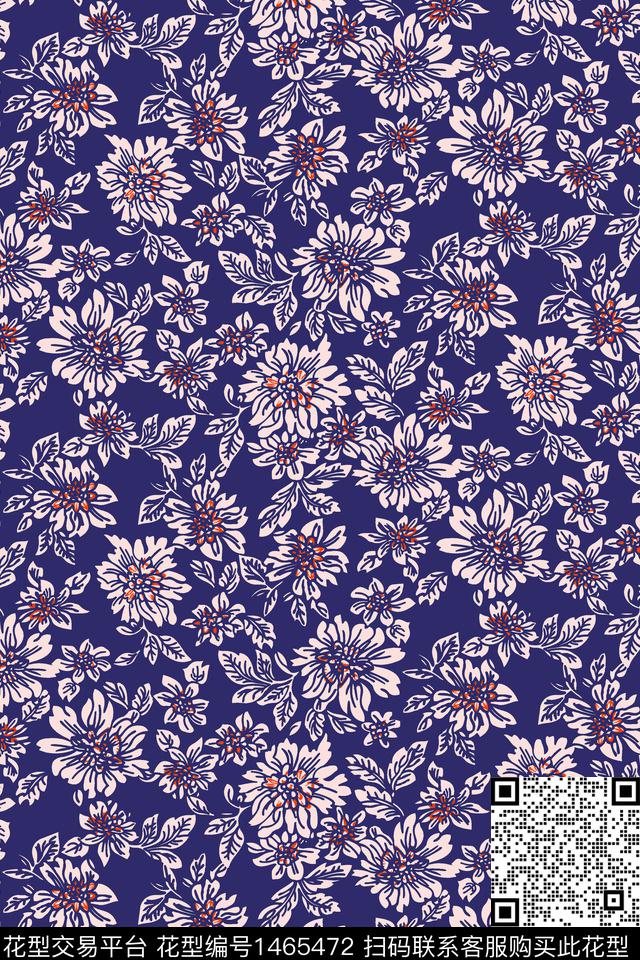 花卉雪纺大牌风传统印花华亿平台下载（图片编号: 1465472） - 瓦栏（Walan）