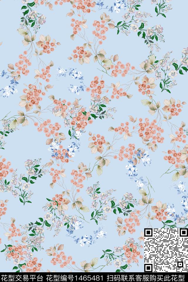 花卉雪纺大牌风传统印花华亿平台下载（图片编号: 1465481） - 瓦栏（Walan）