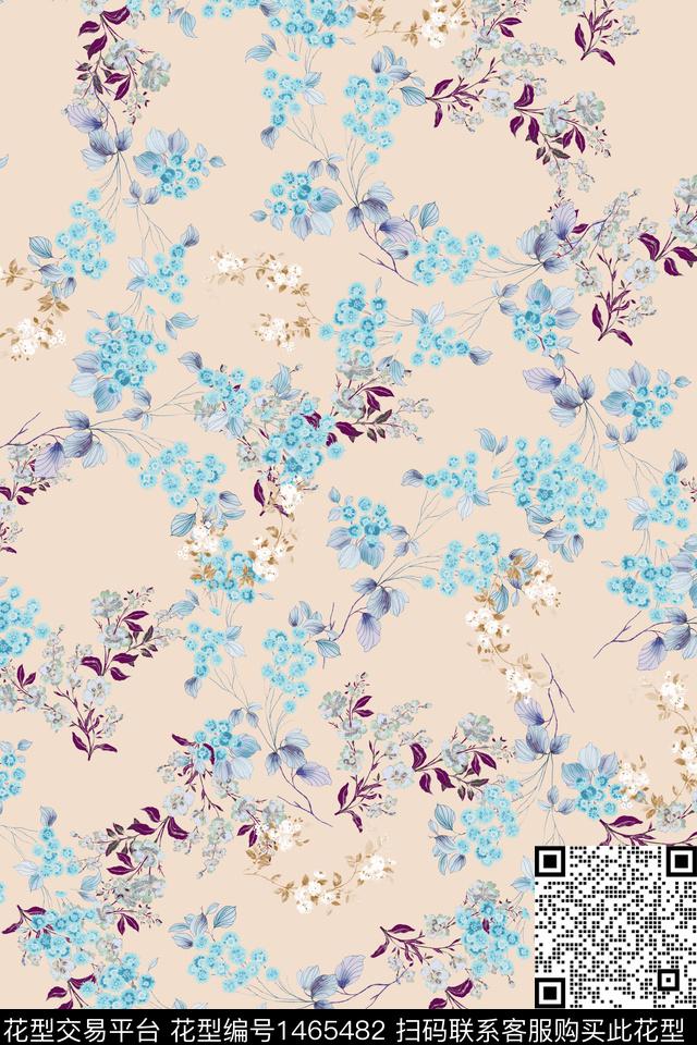 花卉雪纺大牌风传统印花华亿平台下载（图片编号: 1465482） - 瓦栏（Walan）