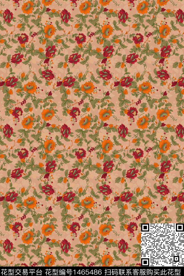 花卉雪纺大牌风数码印花华亿平台下载（图片编号: 1465486） - 瓦栏（Walan）