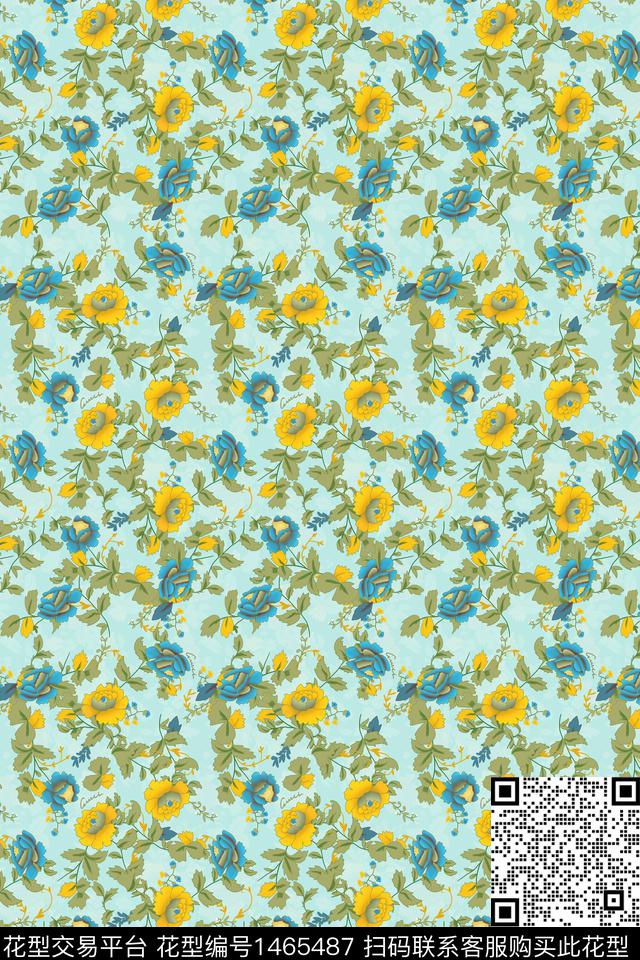 花卉雪纺大牌风数码印花华亿平台下载（图片编号: 1465487） - 瓦栏（Walan）