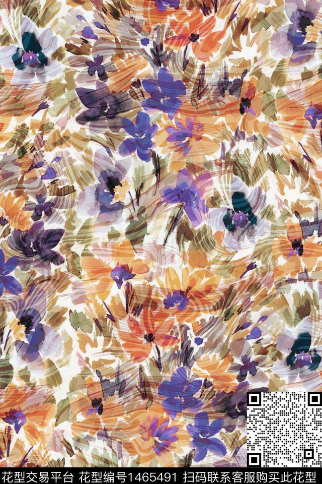 花卉地中海雪纺数码印花华亿平台下载（图片编号: 1465491） - 瓦栏（Walan）