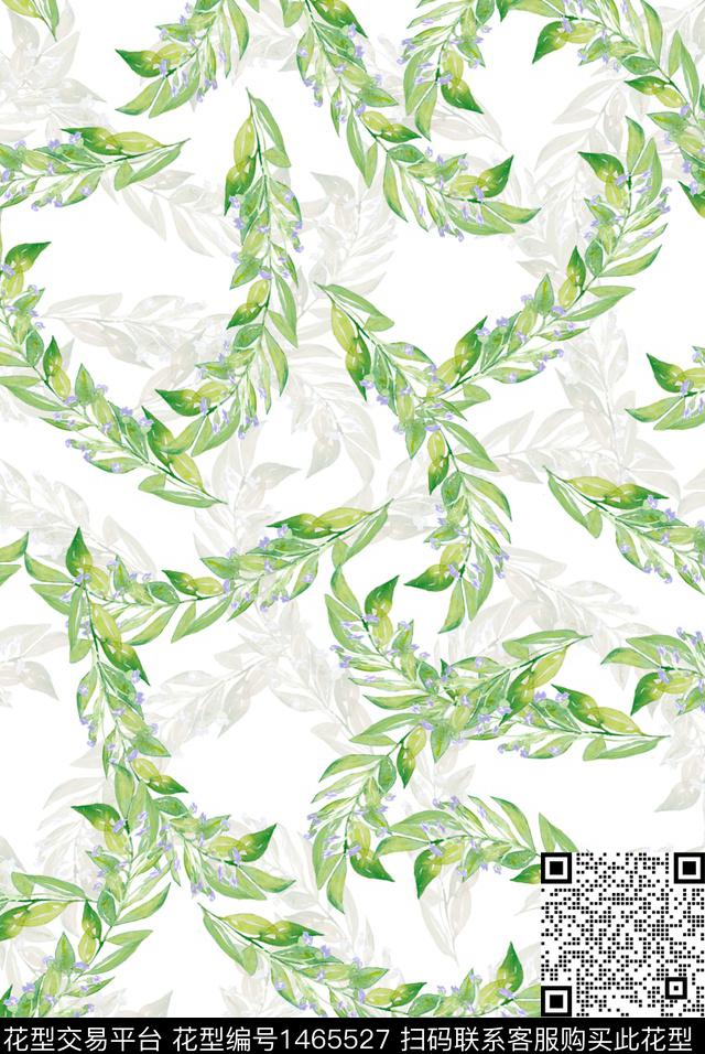 花卉小清新绿植树叶数码印花华亿平台下载（图片编号: 1465527） - 瓦栏（Walan）