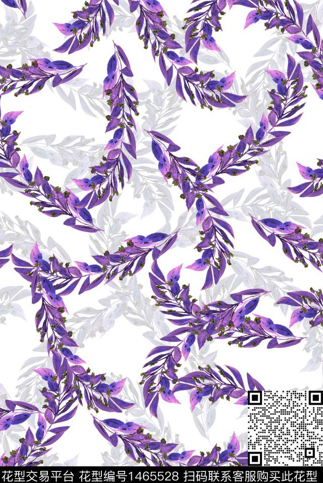 花卉小清新绿植树叶数码印花华亿平台下载（图片编号: 1465528） - 瓦栏（Walan）