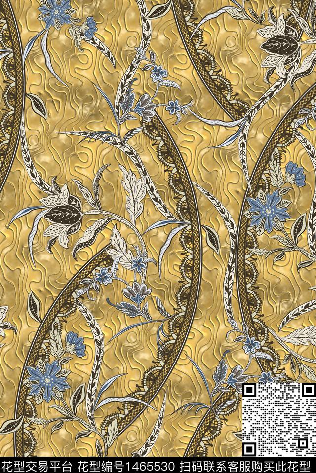 民族风抽象花卉数码印花华亿平台下载（图片编号: 1465530） - 瓦栏（Walan）