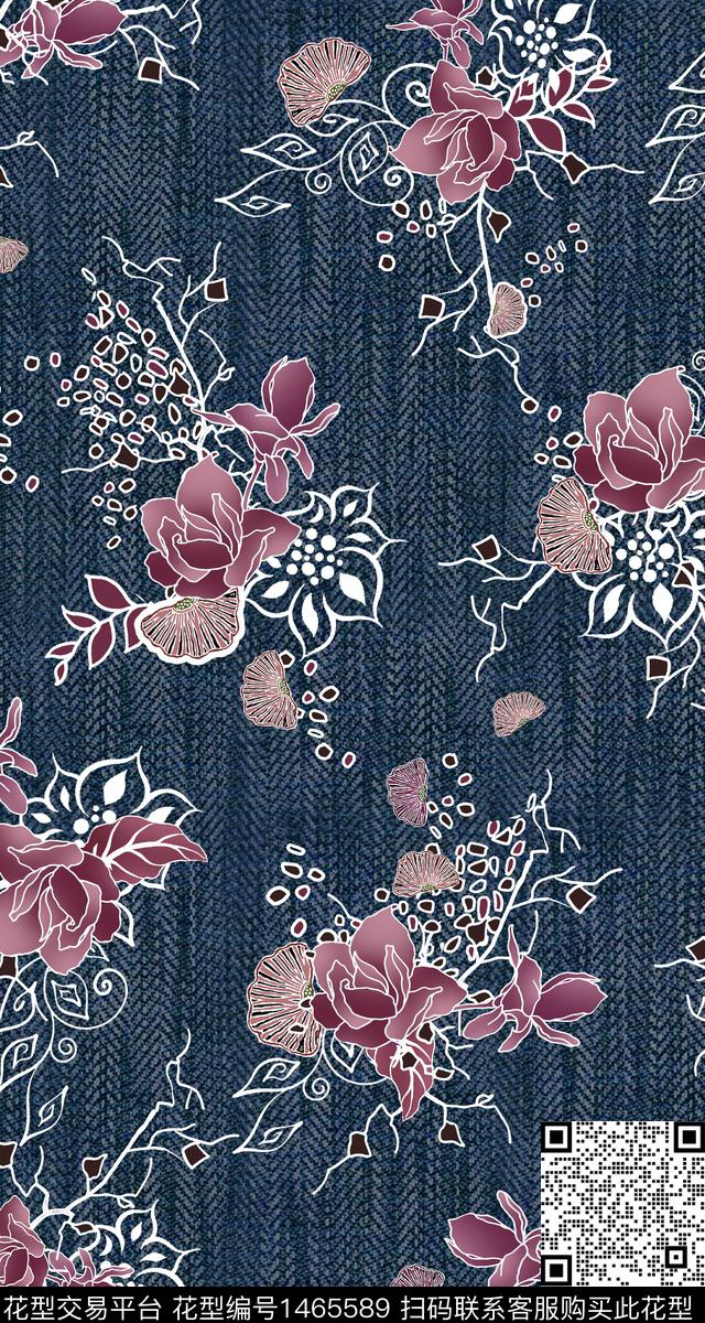 时尚花卉雕印华亿平台数码印花华亿平台下载（图片编号: 1465589） - 瓦栏（Walan）