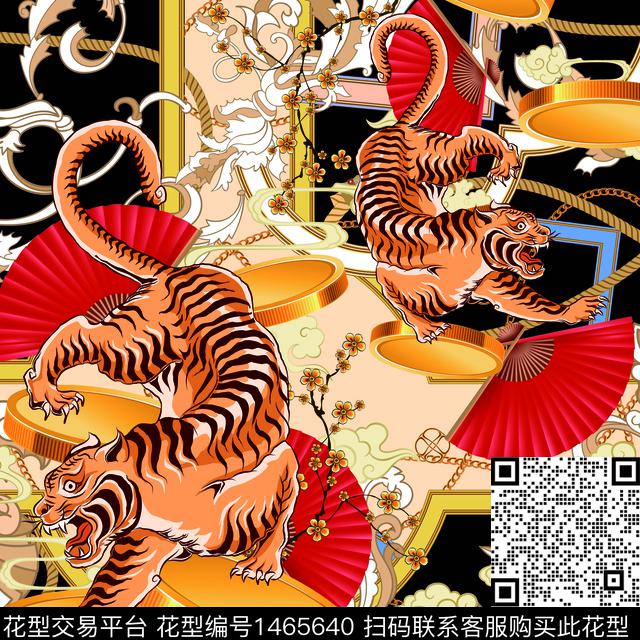 老虎链条大牌风数码印花华亿平台下载（图片编号: 1465640） - 瓦栏（Walan）