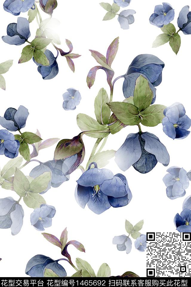 水彩绿植树叶大牌风数码印花华亿平台下载（图片编号: 1465692） - 瓦栏（Walan）