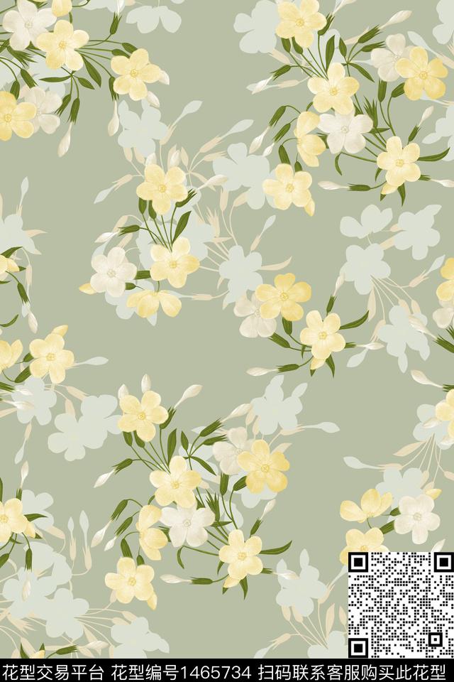 清爽底花卉花卉大牌风数码印花华亿平台下载（图片编号: 1465734） - 瓦栏（Walan）