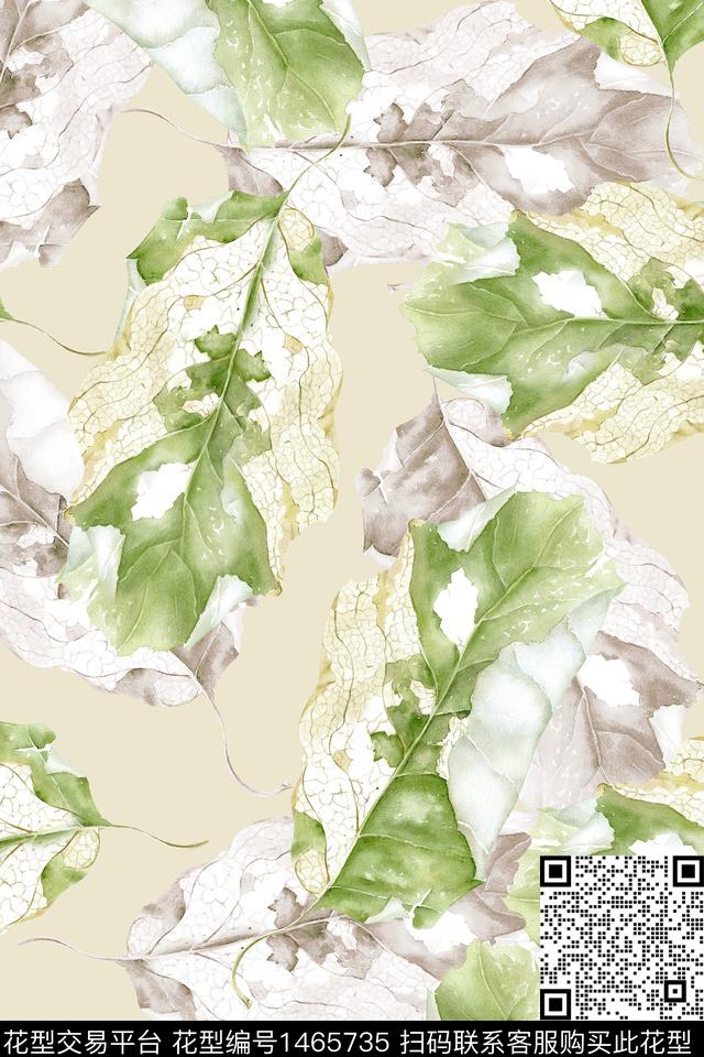 绿植树叶花卉大牌风数码印花华亿平台下载（图片编号: 1465735） - 瓦栏（Walan）