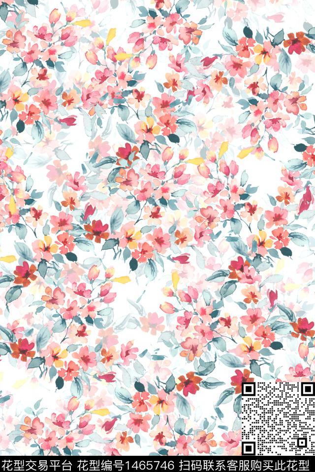 花卉小清新真丝数码印花华亿平台下载（图片编号: 1465746） - 瓦栏（Walan）