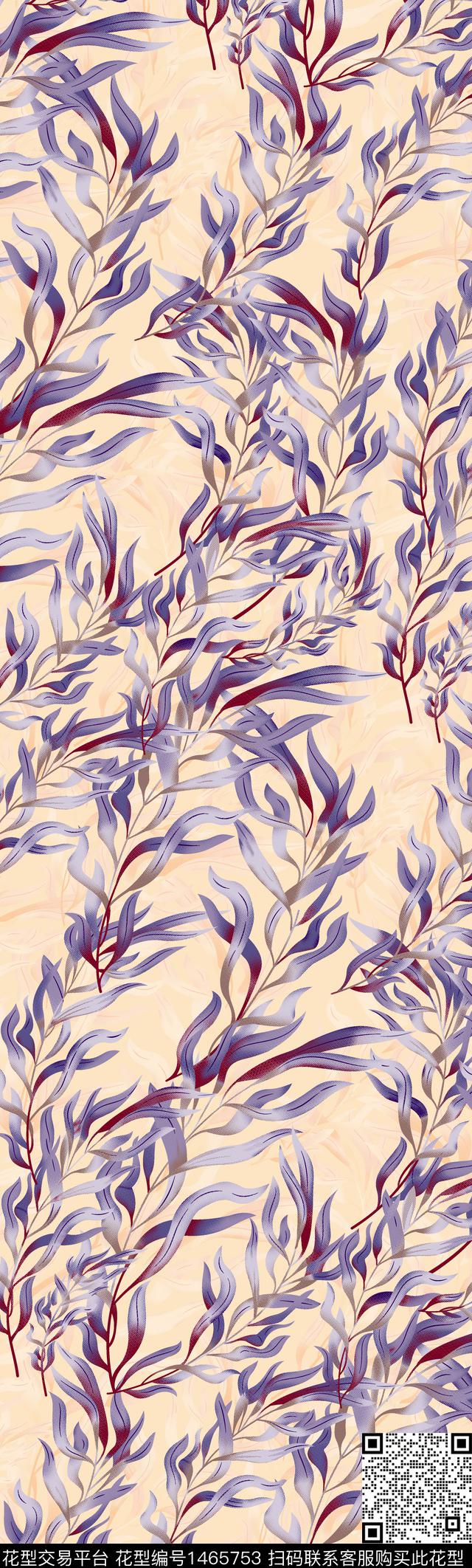 绿植树叶花卉大牌风数码印花华亿平台下载（图片编号: 1465753） - 瓦栏（Walan）