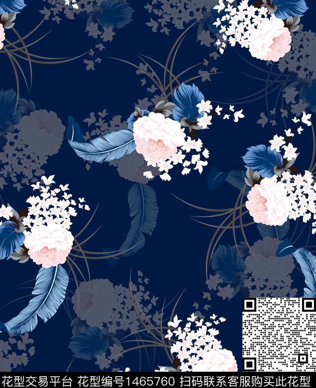 花卉春夏华亿平台大牌风数码印花华亿平台下载（图片编号: 1465760） - 瓦栏（Walan）