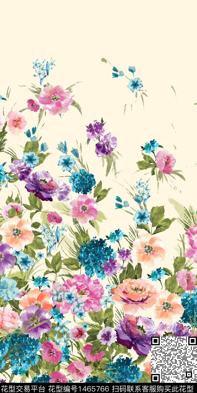 定位花民族风花卉数码印花华亿平台下载（图片编号: 1465766） - 瓦栏（Walan）