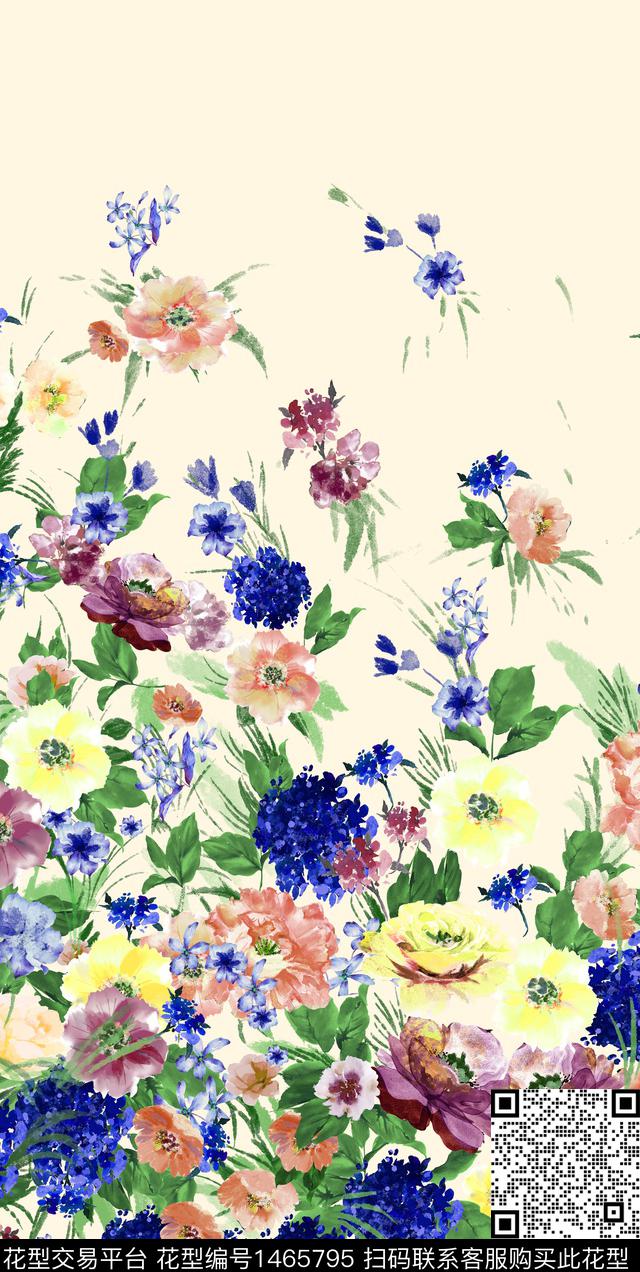 定位花民族风花卉数码印花华亿平台下载（图片编号: 1465795） - 瓦栏（Walan）