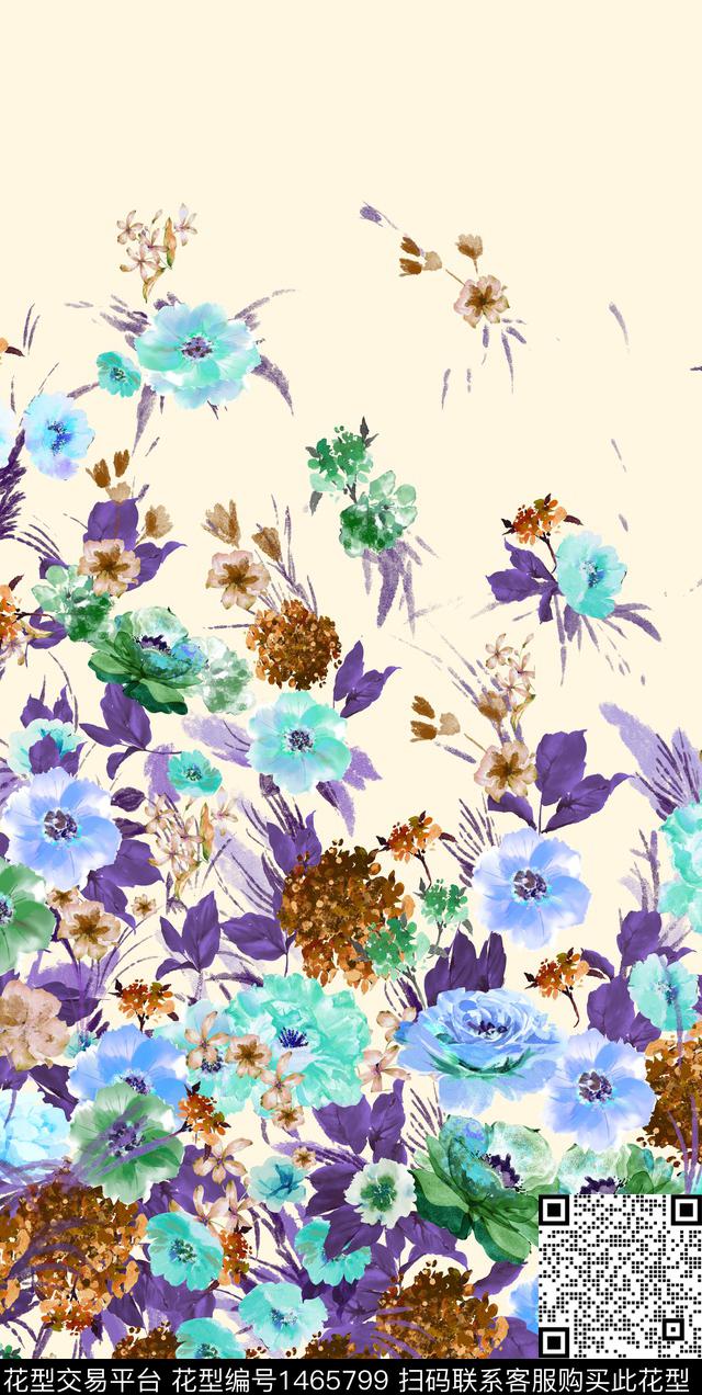 定位花民族风花卉数码印花华亿平台下载（图片编号: 1465799） - 瓦栏（Walan）