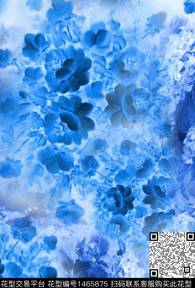 花卉秀球玫瑰花数码印花华亿平台下载（图片编号: 1465875） - 瓦栏（Walan）