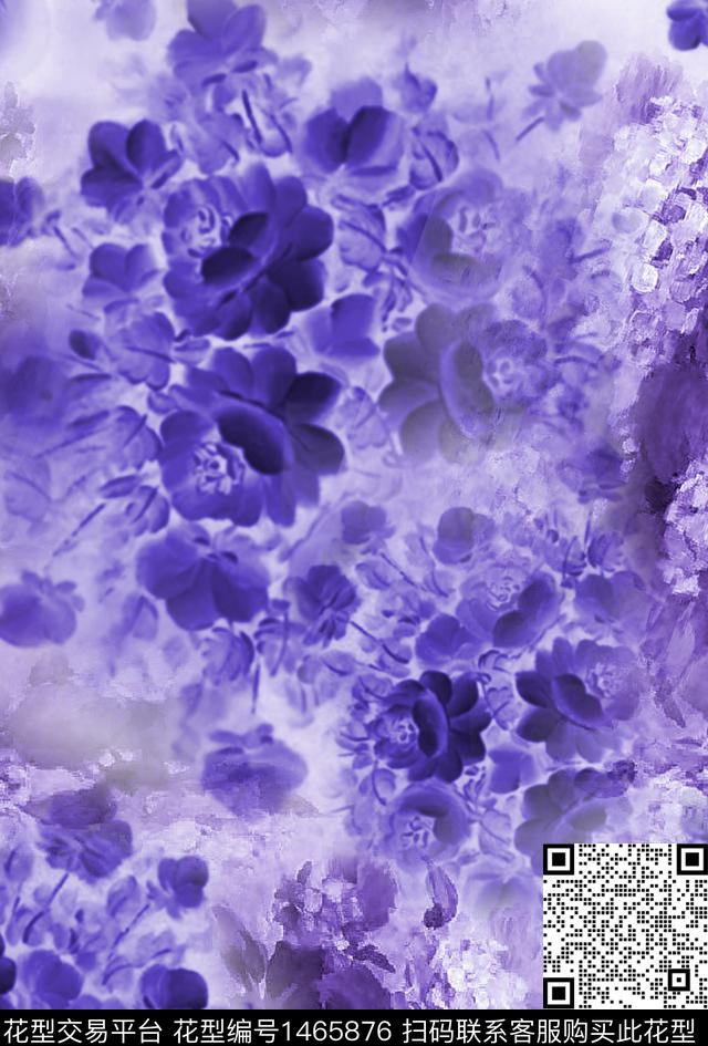 花卉秀球玫瑰花数码印花华亿平台下载（图片编号: 1465876） - 瓦栏（Walan）
