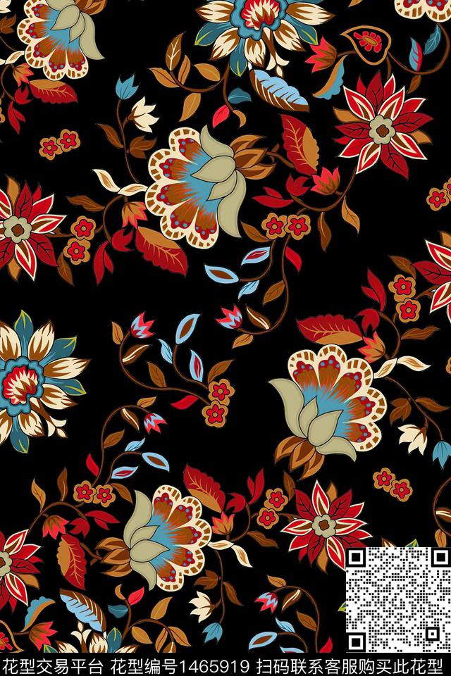 绿植树叶大牌风香云纱数码印花华亿平台下载（图片编号: 1465919） - 瓦栏（Walan）