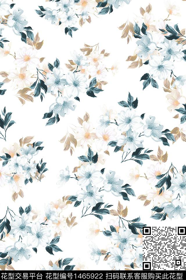 水彩绿植树叶抽象花卉数码印花华亿平台下载（图片编号: 1465922） - 瓦栏（Walan）