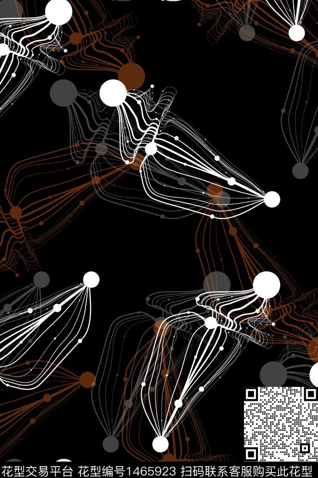 线条几何抽象花卉数码印花华亿平台下载（图片编号: 1465923） - 瓦栏（Walan）