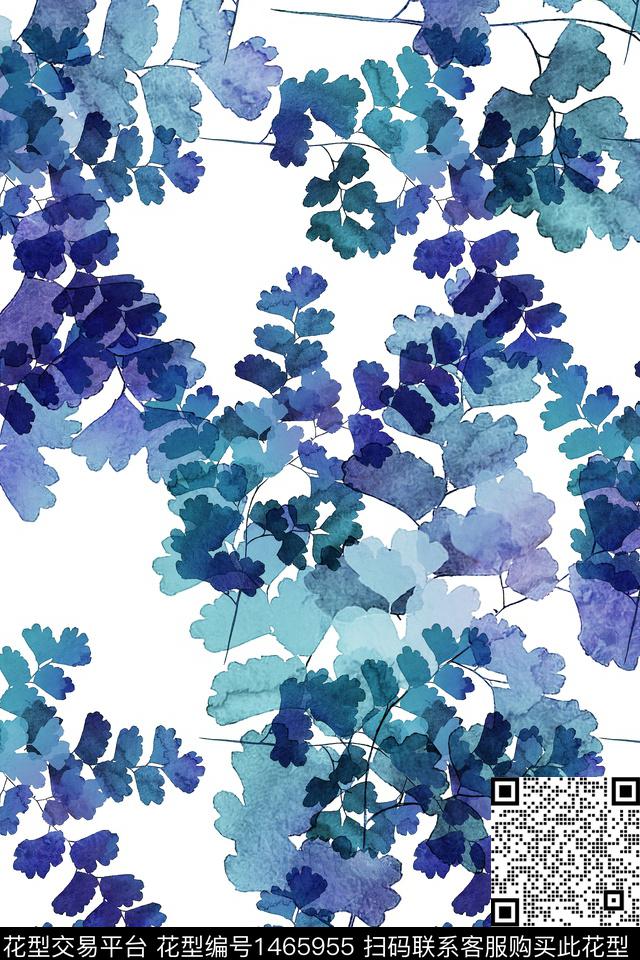绿植树叶花卉小清新数码印花华亿平台下载（图片编号: 1465955） - 瓦栏（Walan）