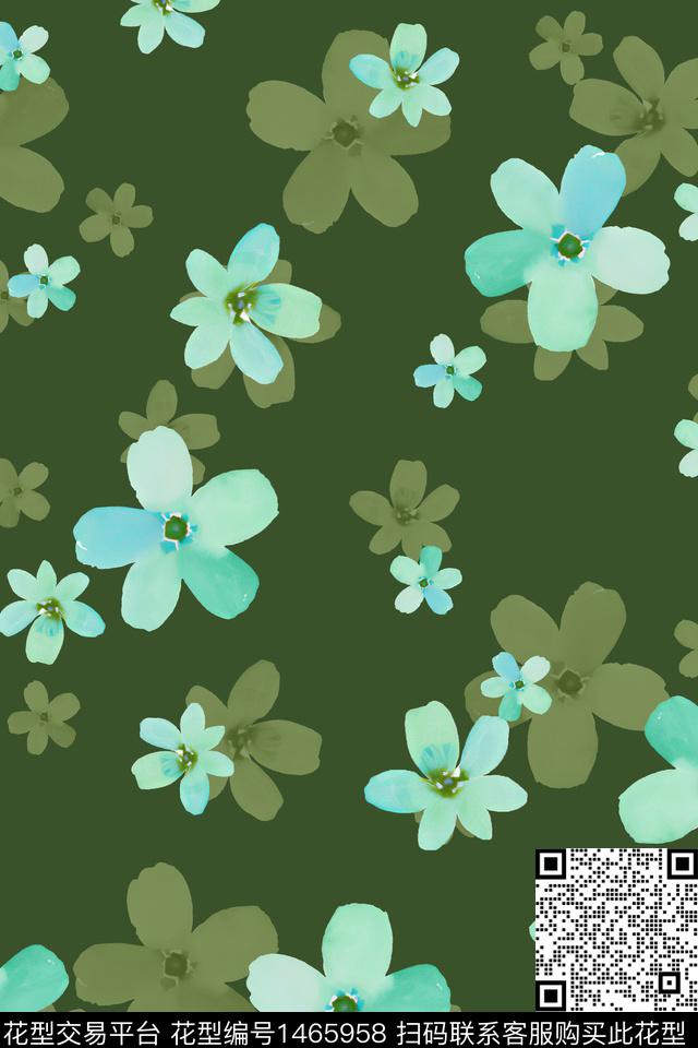 绿植树叶清爽底花卉花卉数码印花华亿平台下载（图片编号: 1465958） - 瓦栏（Walan）