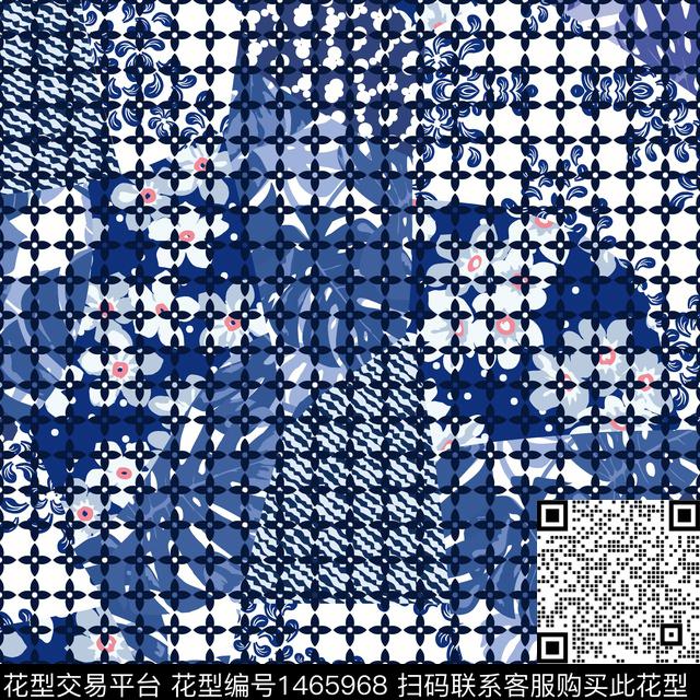 几何花卉大牌风数码印花华亿平台下载（图片编号: 1465968） - 瓦栏（Walan）