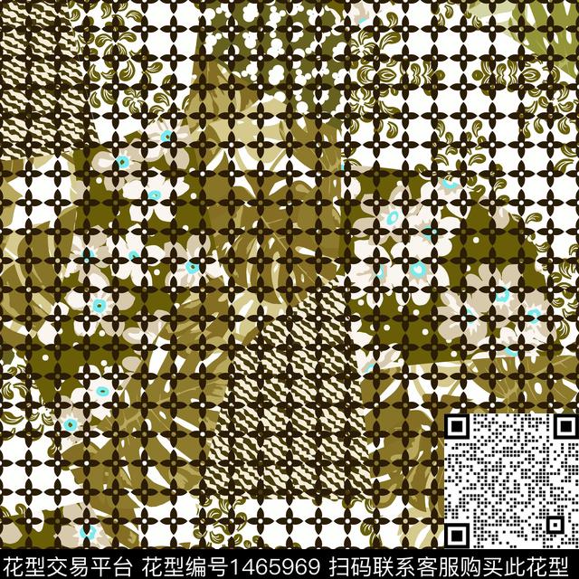 几何花卉大牌风数码印花华亿平台下载（图片编号: 1465969） - 瓦栏（Walan）