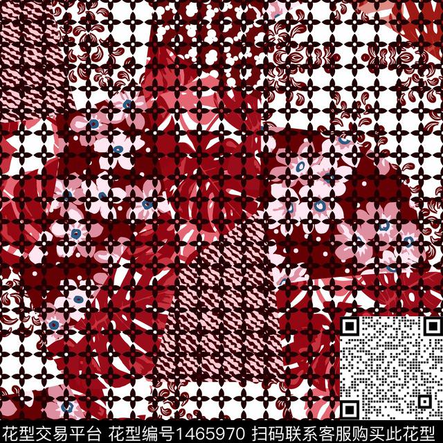 几何花卉大牌风数码印花华亿平台下载（图片编号: 1465970） - 瓦栏（Walan）