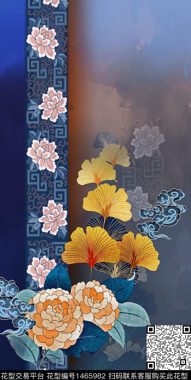 真丝中国风定位花复古旗袍华亿平台数码印花华亿平台下载（图片编号: 1465982） - 瓦栏（Walan）