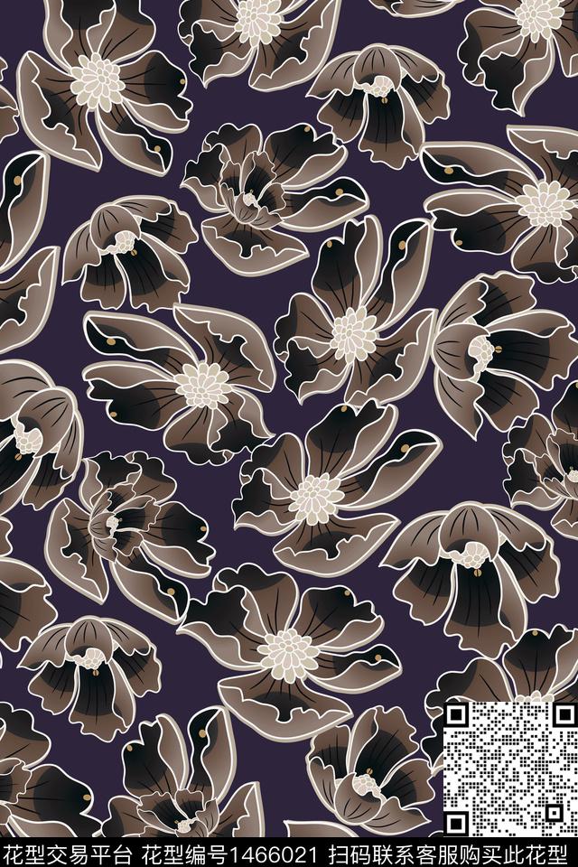清爽底花卉花卉抽象花卉数码印花华亿平台下载（图片编号: 1466021） - 瓦栏（Walan）