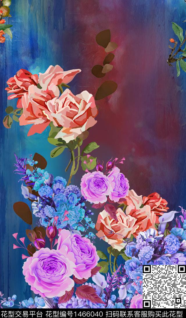 定位花女装定位花花卉数码印花华亿平台下载（图片编号: 1466040） - 瓦栏（Walan）