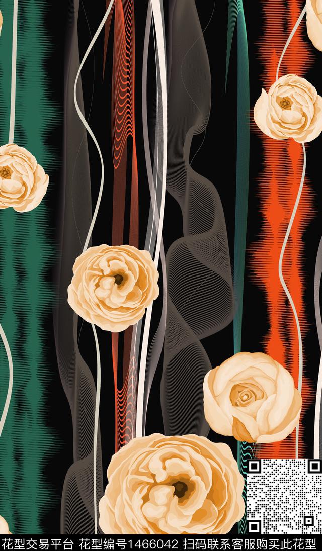 定位花女装定位花花卉数码印花华亿平台下载（图片编号: 1466042） - 瓦栏（Walan）