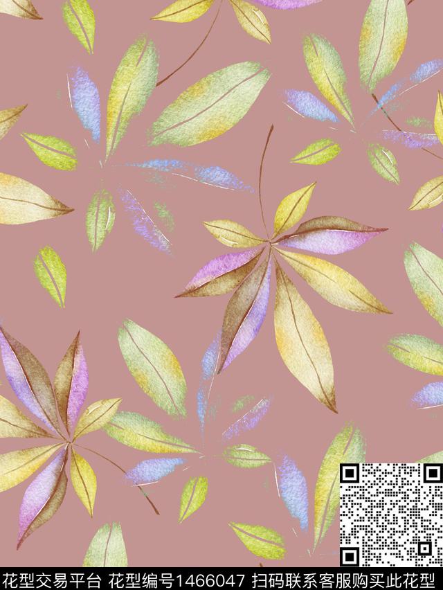 绿色枫叶大牌风数码印花华亿平台下载（图片编号: 1466047） - 瓦栏（Walan）