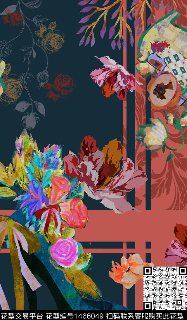 定位花女装定位花花卉数码印花华亿平台下载（图片编号: 1466049） - 瓦栏（Walan）