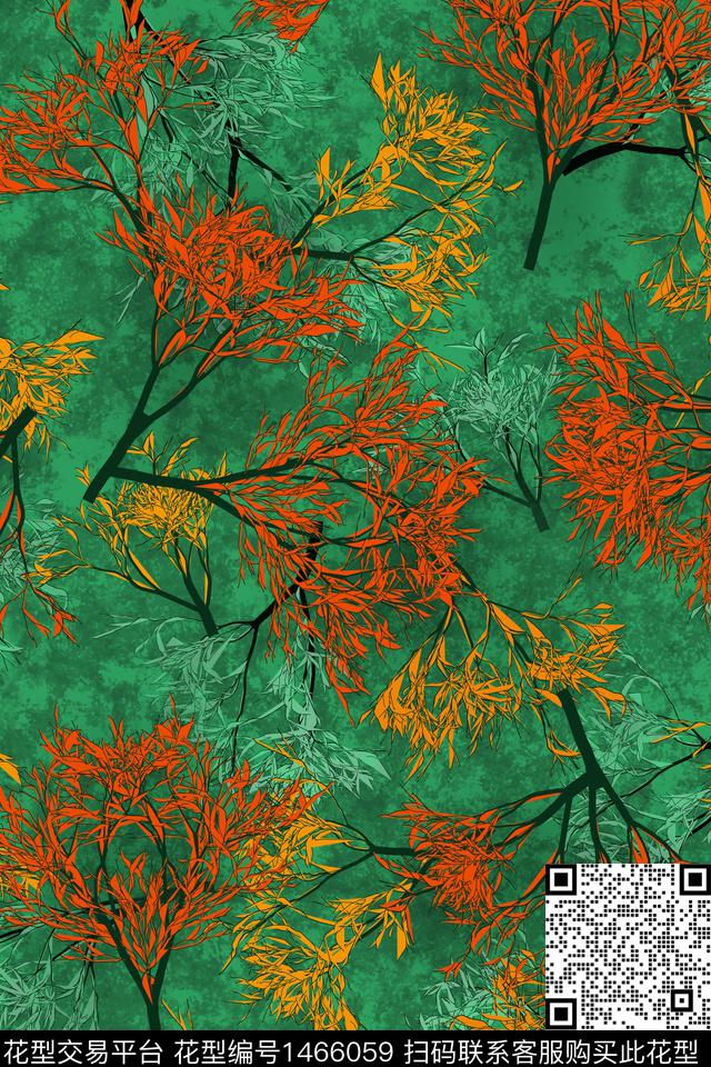 植物树枝中老年数码印花华亿平台下载（图片编号: 1466059） - 瓦栏（Walan）