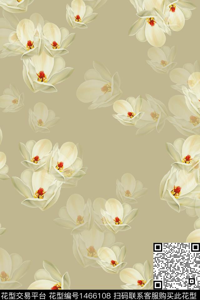 水彩花卉大牌风数码印花华亿平台下载（图片编号: 1466108） - 瓦栏（Walan）
