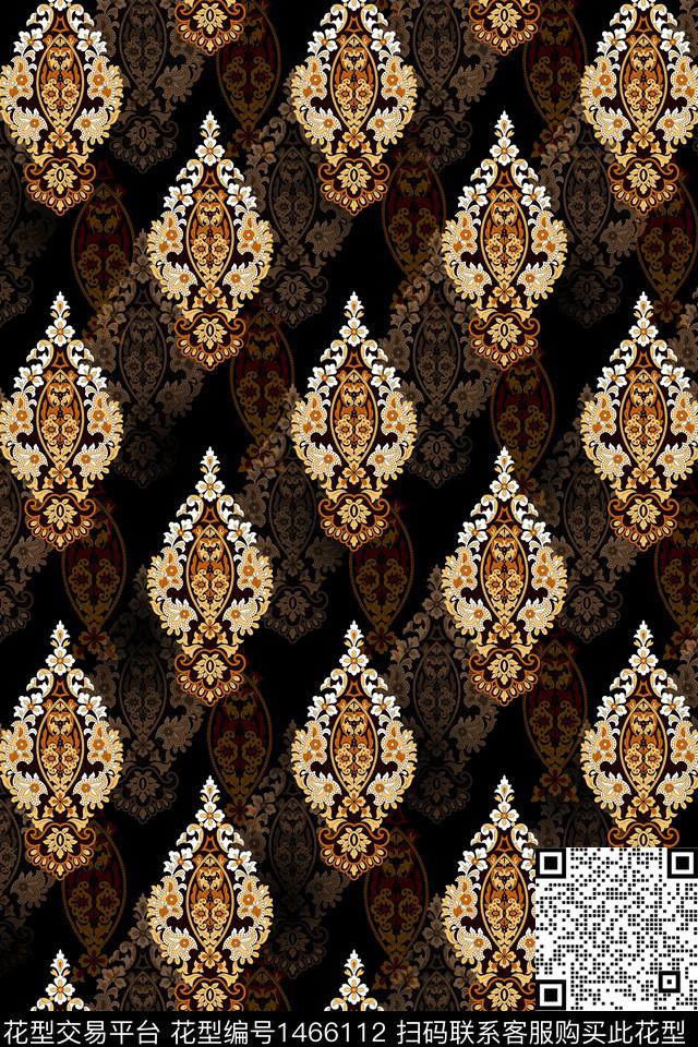 传统纹样佩斯利大牌风数码印花华亿平台下载（图片编号: 1466112） - 瓦栏（Walan）