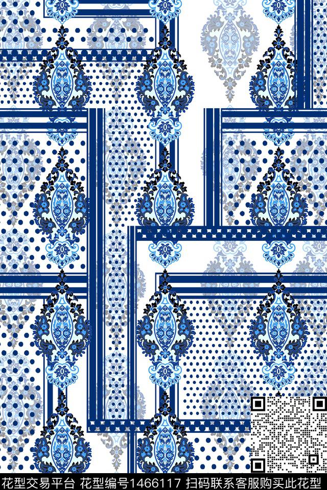 传统纹样佩斯利大牌风数码印花华亿平台下载（图片编号: 1466117） - 瓦栏（Walan）
