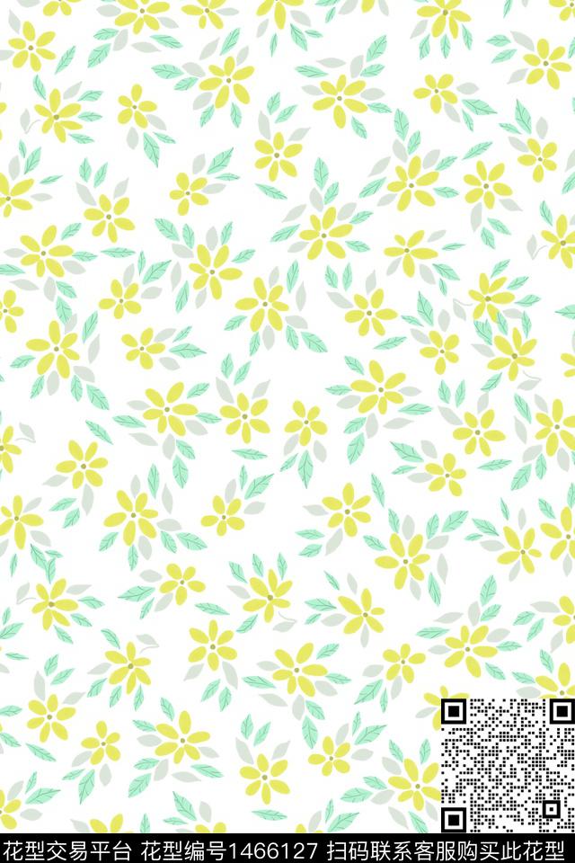 清爽底花卉花卉大牌风数码印花华亿平台下载（图片编号: 1466127） - 瓦栏（Walan）