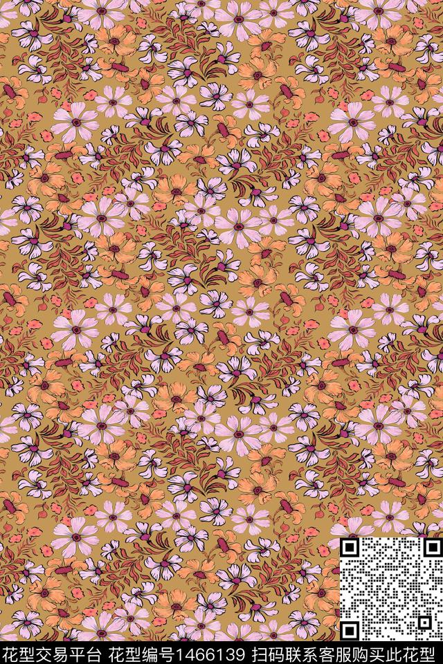 花卉雪纺大牌风传统印花华亿平台下载（图片编号: 1466139） - 瓦栏（Walan）