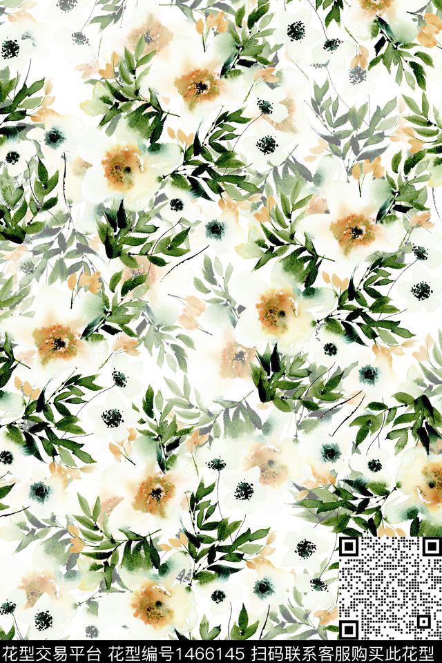 花卉小清新真丝数码印花华亿平台下载（图片编号: 1466145） - 瓦栏（Walan）
