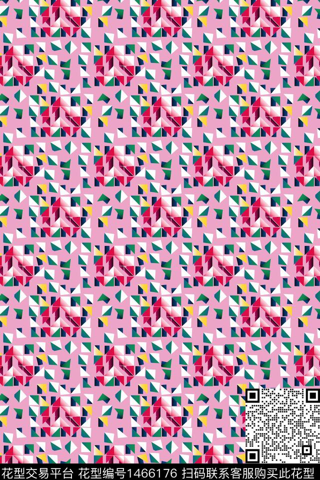 几何大牌风年轻女性数码印花华亿平台下载（图片编号: 1466176） - 瓦栏（Walan）
