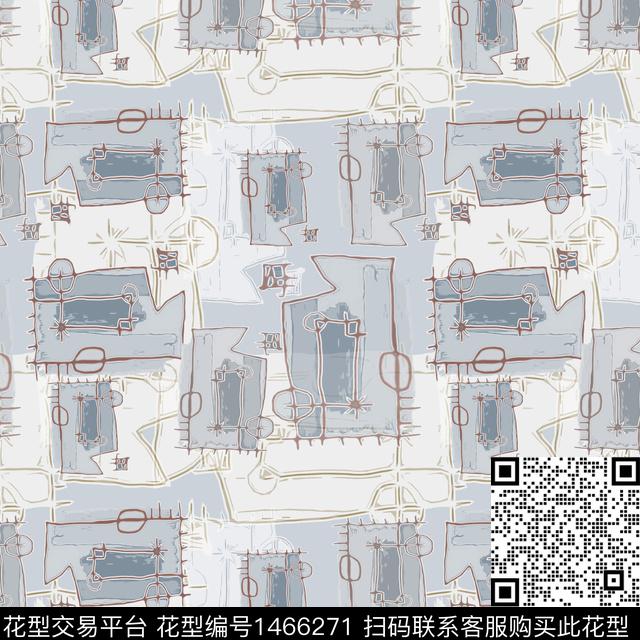 线条大牌风抽象传统印花华亿平台下载（图片编号: 1466271） - 瓦栏（Walan）