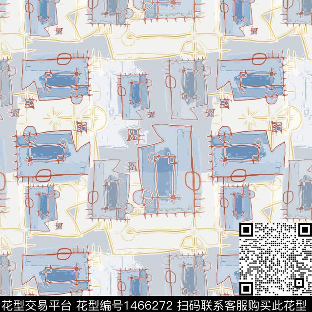 线条大牌风抽象传统印花华亿平台下载（图片编号: 1466272） - 瓦栏（Walan）